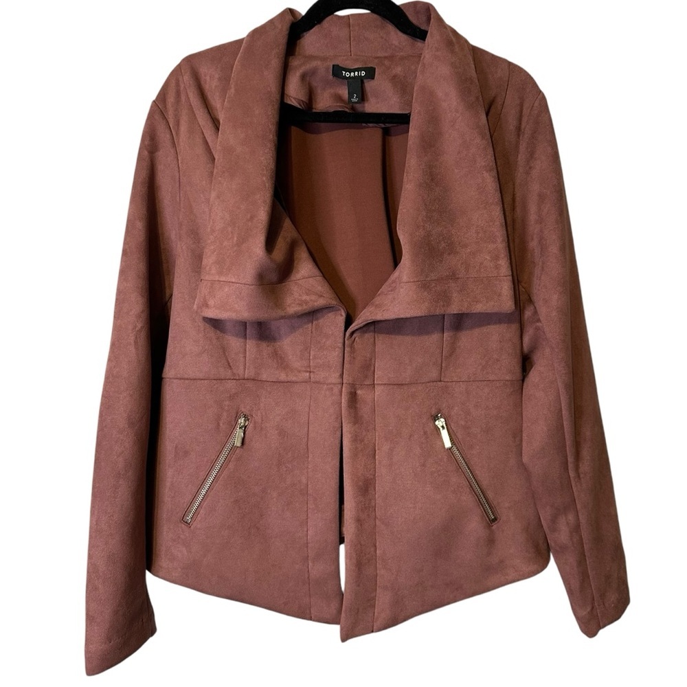 Torrid Faux Suede Moto Jacket Biker Western Boho Cowgirl Indie Festival Size 2X